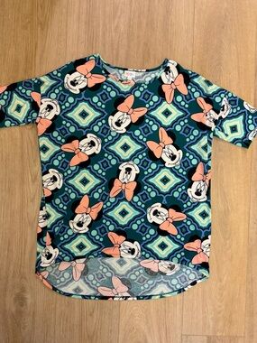 LuLaRoe Disney Irma with Coral & Teal Bow Minnie Print